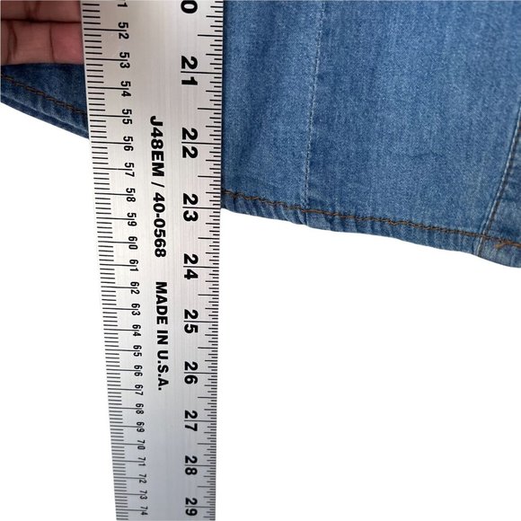 Ci Sono Womens Blue Dark Wash Long Sleeve Collared  Denim Button Up Shirt Size S - Picture 12 of 12